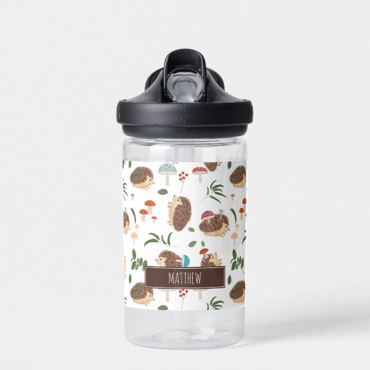 Cute Hedgehog Mushroom Woodland Forest Animal Kids Trinkflasche (Vorne)