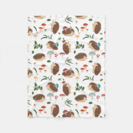 Cute Hedgehog Mushrooms Woodland Animal Kids Fleecedecke