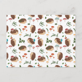 Cute Hedgehog Mushrooms Woodland Forest Animal Feiertagspostkarte