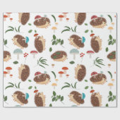 Cute Hedgehog Mushrooms Woodland Forest Animal Geschenkpapier (Flach)