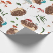 Cute Hedgehog Mushrooms Woodland Forest Animal Geschenkpapier (Ecke)