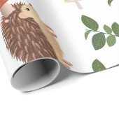 Cute Hedgehog Mushrooms Woodland Forest Animal Geschenkpapier (Rolleneckpunkt)