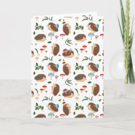 Cute Hedgehog Mushrooms Woodland Forest Animal Karte