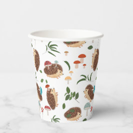 Cute Hedgehog Mushrooms Woodland Forest Animal Pappbecher