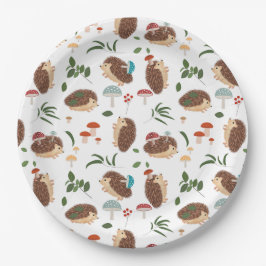 Cute Hedgehog Mushrooms Woodland Forest Animal Pappteller