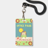 Cute hedgehog office hall pass ausweis (Front with Lanyard)