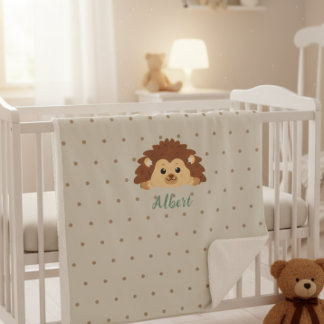 Cute Hedgehog Personalized Baby Blanket Sherpadecke