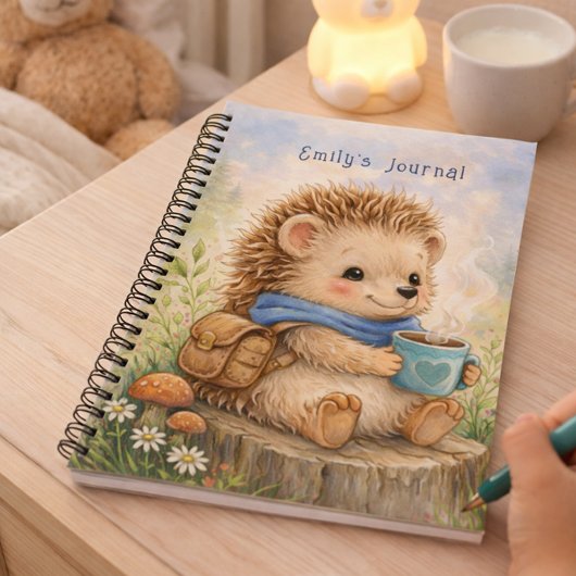 Cute Hedgehog Personalized Kids Journal Notizblock