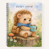 Cute Hedgehog Personalized Kids Journal Notizblock (Vorderseite)