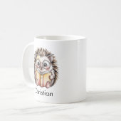 Cute Hedgehog Reading a Book Custom Kaffeetasse (Vorderseite Links)