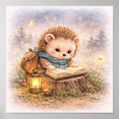 Cute Hedgehog Reading A Book Kids Nursery Poster (Vorne)