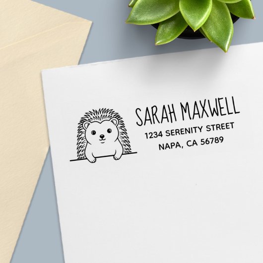 Cute Hedgehog Return Address Permastempel