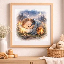 Cute Hedgehog Sleeping Kids  Poster