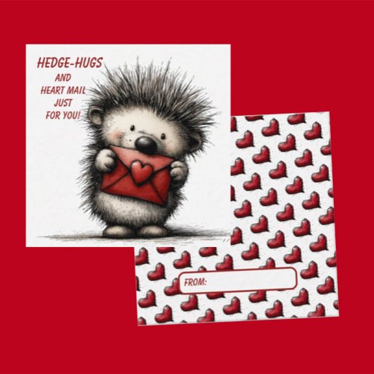Cute Hedgehog Valentine Card  Mitteilungskarte