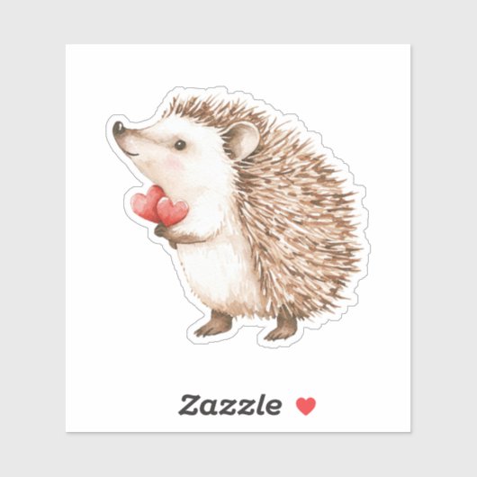 Cute Hedgehog with Hearts Aufkleber (Blatt)
