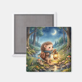 Cute Hedgehog With Lantern Fridge Magnet (Vorderseite/Rückseite)