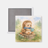 Cute Hedgehog With Mug Fridge Magnet (Vorderseite/Rückseite)