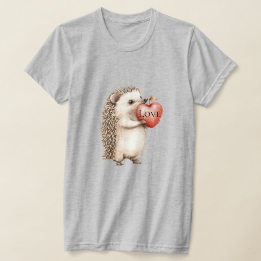 Cute Hedgehog with Red Heart Love T-Shirt (Ablage )