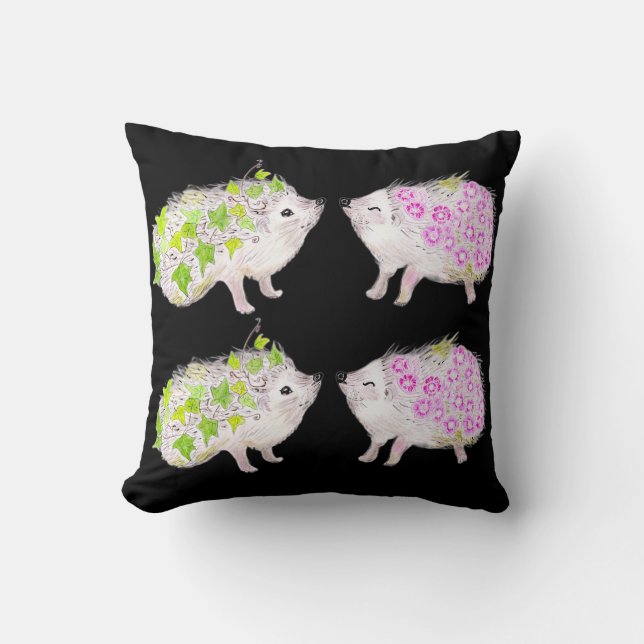Cute Hedgehogs Throw Pillow Kissen (Vorderseite)