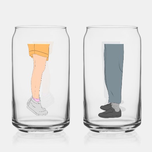 Cute Height Difference Couple Drinkware Set Dosenglas (Vorderseite)