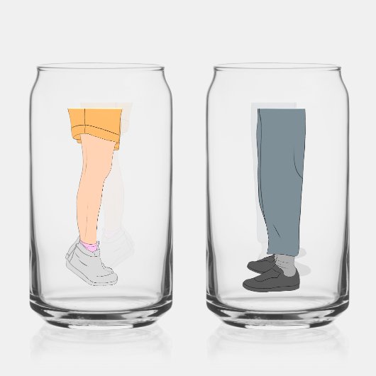 Cute Height Difference Couple Drinkware Set Dosenglas (Rückseite)