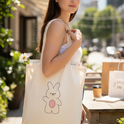 Cute Hello Bunny Minimalist Tote Bag Tragetasche