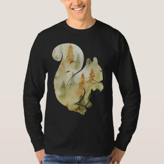 Cute Hello Fall Squirrel Autumn  Animal Leaf T-Shirt