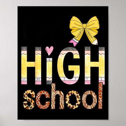 Cute Hello High School Animal Print Teacher Back T Poster (Vorne)
