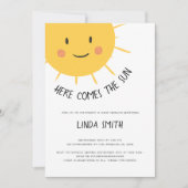 Cute Here Comes the Sun Baby Shower Einladung (Vorderseite)
