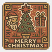 Cute hieroglyphs Merry Christmas Quadratischer Aufkleber (Vorderseite)