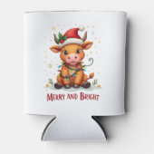 Cute Highland Baby Cow Christmas Lights Merry & Br Dosenkühler (Vorderseite)