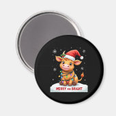 Cute Highland Baby Cow Christmas Lights Merry & Br Magnet (Vorderseite/Rückseite)