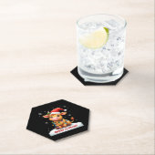 Cute Highland Baby Cow Christmas Lights Merry & Br Untersetzer (Vor Ort)