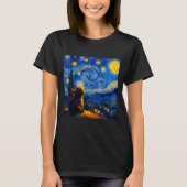 Cute Highland Baby Cow Graphic Van Gogh Style Star T-Shirt (Vorderseite)