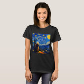 Cute Highland Baby Cow Graphic Van Gogh Style Star T-Shirt (Vorne ganz)