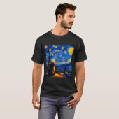 Cute Highland Baby Cow Graphic Van Gogh Style Star T-Shirt (Vorne ganz)