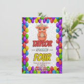 Cute Highland Cow 4th Birthday Invitation Einladung (Stehend Vorderseite)