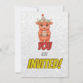 Cute Highland Cow 4th Birthday Invitation Einladung (Rückseite)