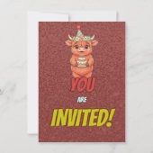Cute Highland Cow 4th Birthday Invitation Einladung (Rückseite)