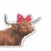 Cute Highland Cow Bandana Bow Aufkleber (Vorderseite)