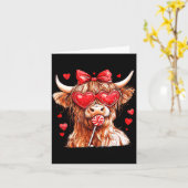 Cute Highland Cow Candy Cane Heart Valentines Day  Karte (Gelbe Blume)