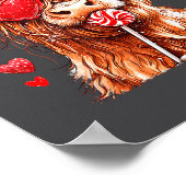 Cute Highland Cow Candy Cane Heart Valentines Day  Poster (Ecke)