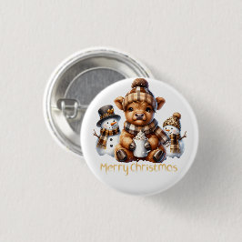 Cute Highland Cow Christmas  Button