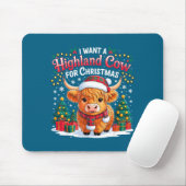 Cute Highland Cow Christmas Funny Santa Lights Hol Mousepad (Mit Mouse)