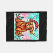 Cute Highland Cow Christmas Lights Merry Xmas Cows Fleecedecke (Vorderseite (Horizontal))