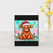 Cute Highland Cow Christmas Lights Merry Xmas Cows Karte (Gelbe Blume)