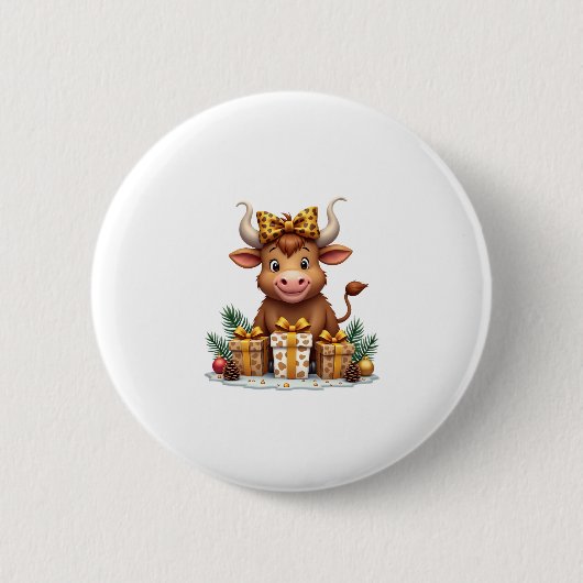 Cute Highland Cow Christmas Santa Highland Cow Lov Button (Vorderseite)
