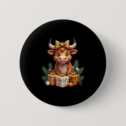 Cute Highland Cow Christmas Santa Highland Cow Lov Button (Vorderseite)
