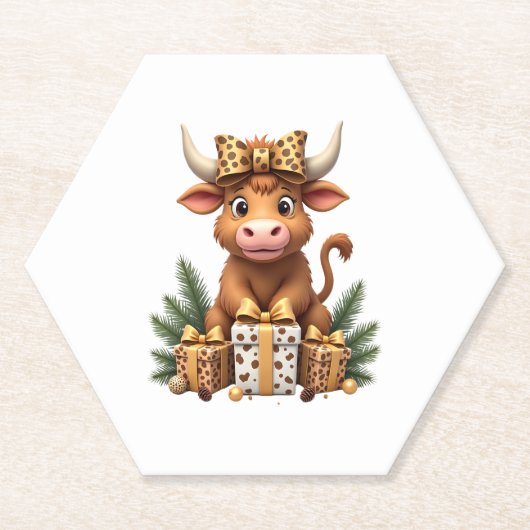 Cute Highland Cow Christmas Santa Highland Cow Lov Untersetzer (Vorderseite)