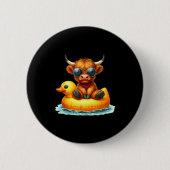 Cute Highland Cow Duck Ol Float Summer Vibes Swimm Button (Vorderseite)